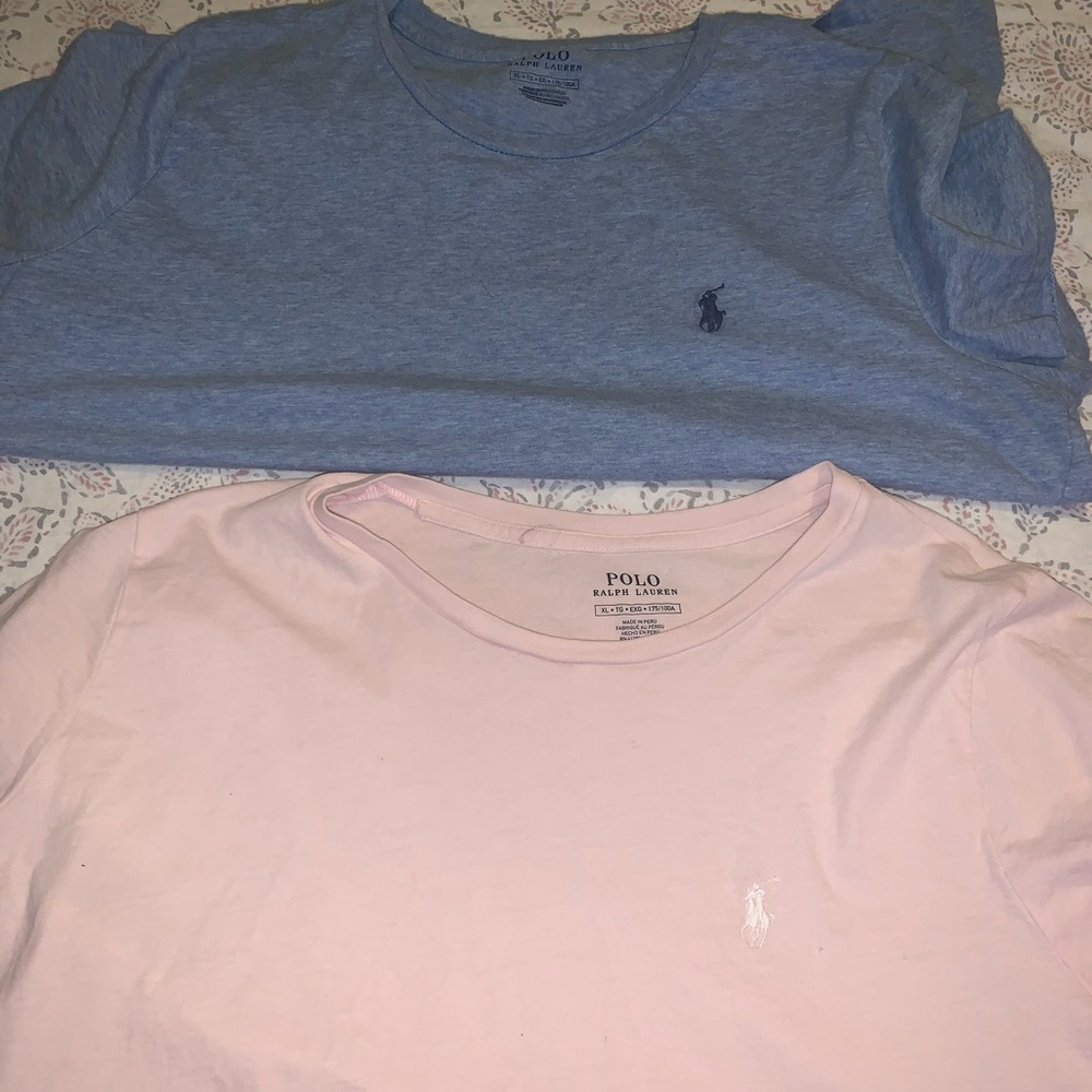2 polo Ralph Lauren short sleeve shirts .